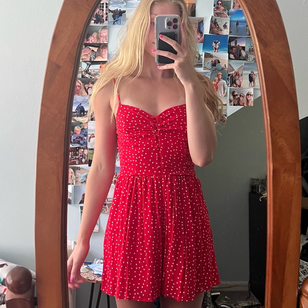 Dress/ Romper- Red Pokadot